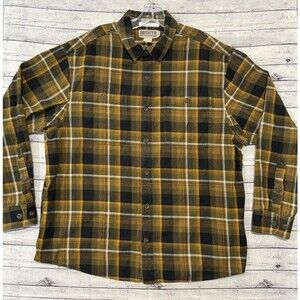 Duluth Trading Mens Untucked Flannel Shirt Sz L Plaid Button Down Relaxed Fit